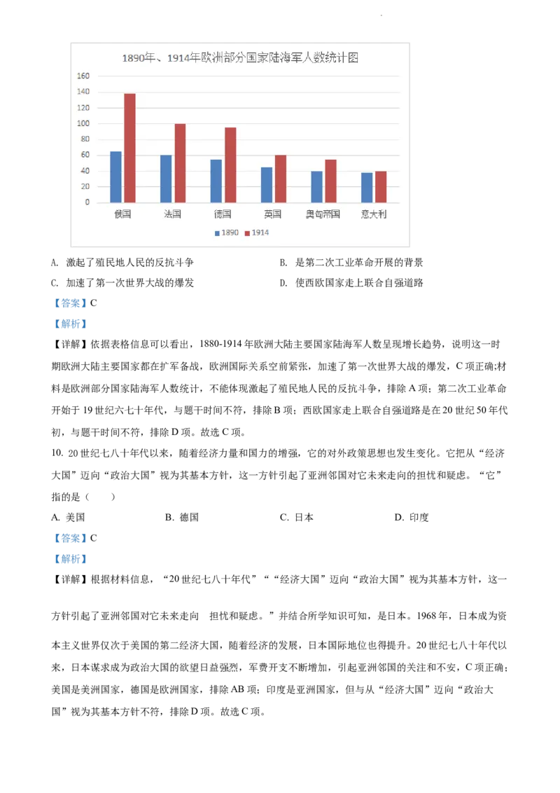 2022年河北省中考历史真题（解析版）_河北中考_8.河北中考历史2008-2025