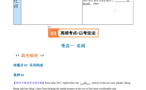专题04名词和代词等有提示词的揭秘（讲义）（原卷版）高频考点解密2024年高考英语二轮复习高频考点追踪与预测（新高考专用）_03高考英语_新高考复习资料_2024年新高考资料_讲义