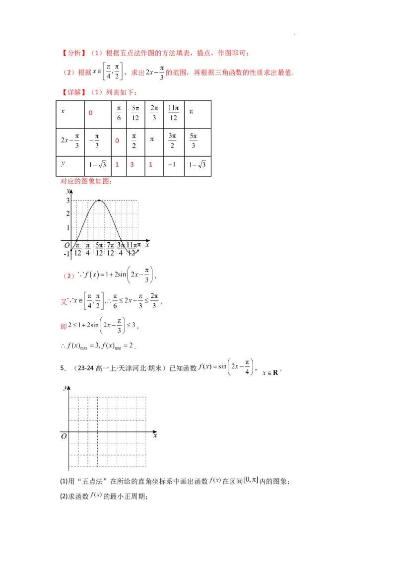 专题02三角函数的图象与性质（五点法作图）(典型题型归类训练)(解析版）_02高考数学_2025年新高考资料_二轮复习_解题思路训练2025年高考数学复习解答题提优秘籍（新高考专用）