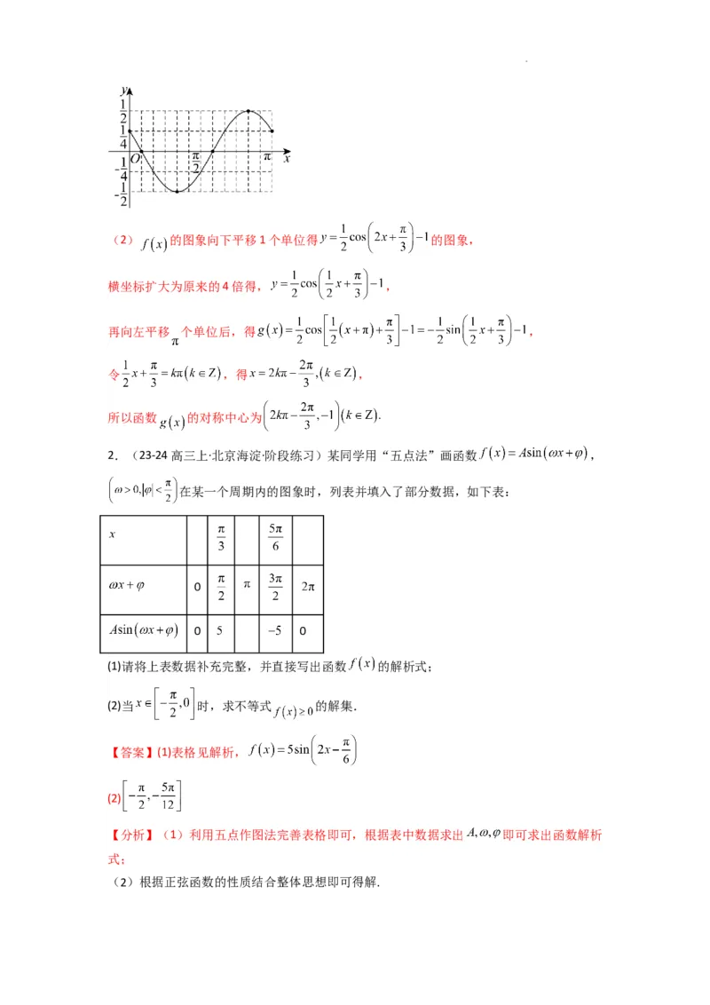 专题02三角函数的图象与性质（五点法作图）(典型题型归类训练)(解析版）_02高考数学_2025年新高考资料_二轮复习_解题思路训练2025年高考数学复习解答题提优秘籍（新高考专用）
