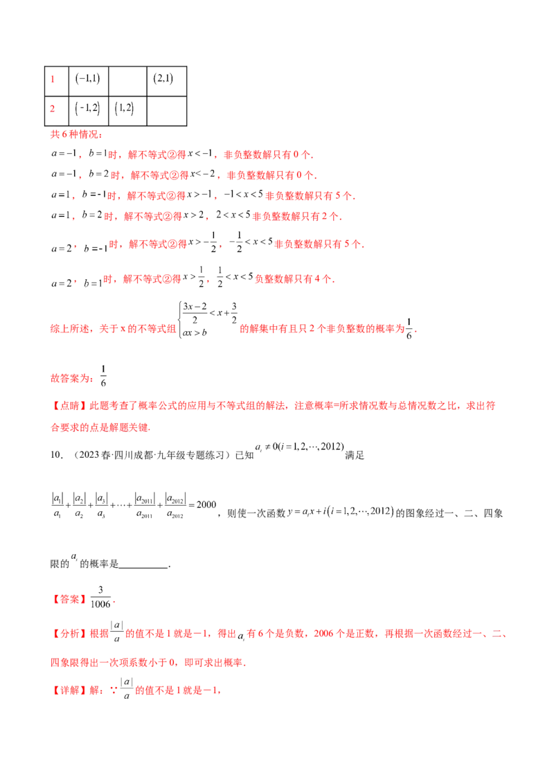 第二十五章概率初步（压轴题专练）（教师版）-人教版）_初中数学_九年级数学上册（人教版）_知识点汇总-U105_2024版