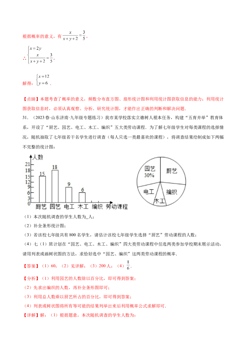 第二十五章概率初步（压轴题专练）（教师版）-人教版）_初中数学_九年级数学上册（人教版）_知识点汇总-U105_2024版