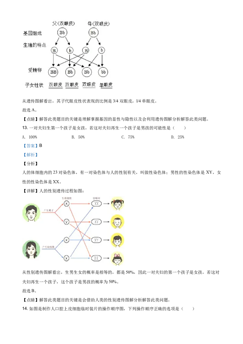 2020年贵州省遵义市中考生物试题（解析版）_贵州中考_6.贵州中考生物（2015-2025）