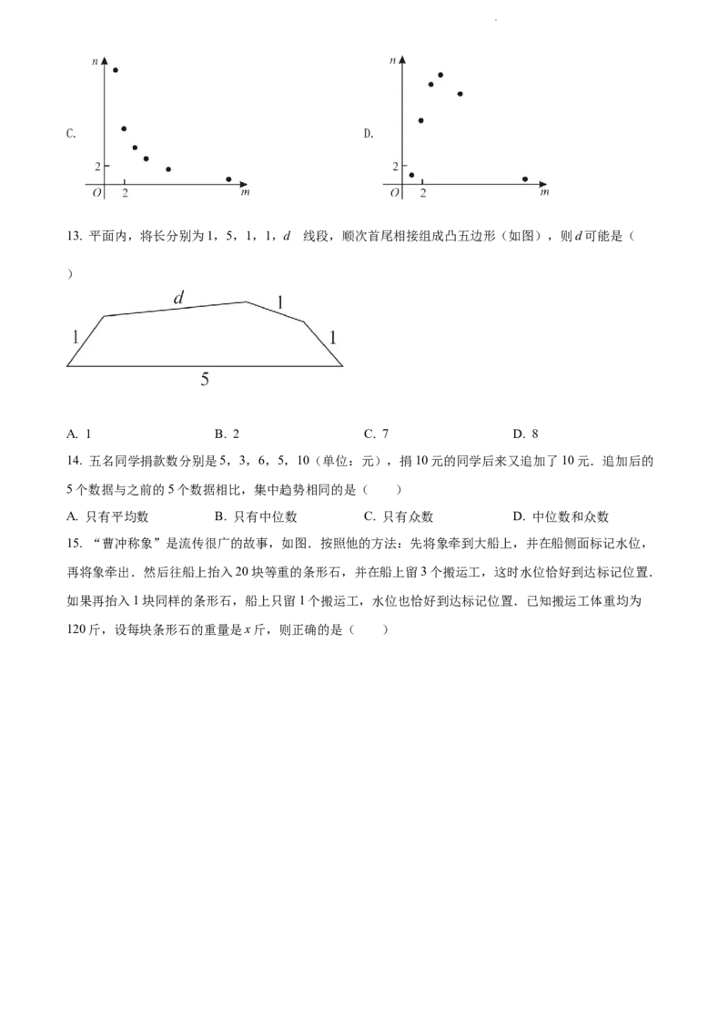 2022年河北省中考数学真题（原卷版）_河北中考_2.河北中考数学2008-2025_河北数学2008-2022年