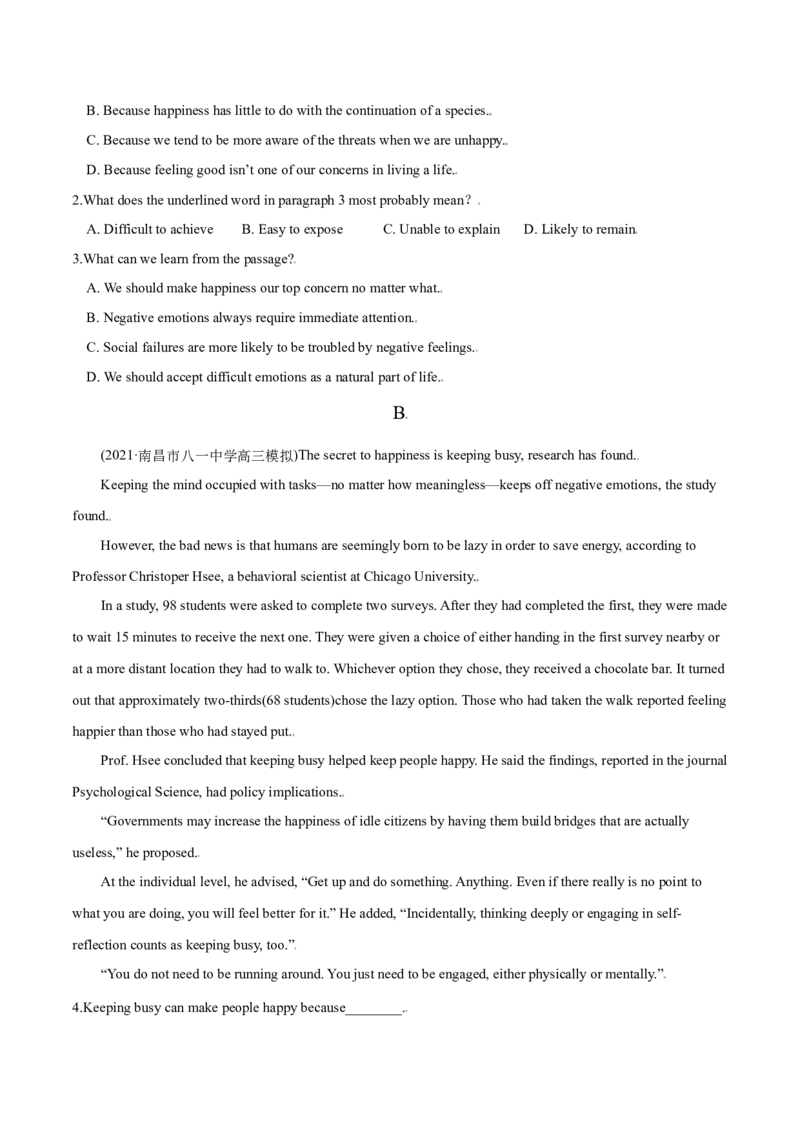 M6Unit2Whatishappinesstoyou(测)-2022年高考英语一轮复习讲练测(新高考&bull;江苏)(原卷)_03高考英语_新高考复习资料_2022年新高考资料_2022年新高考英语一轮复习