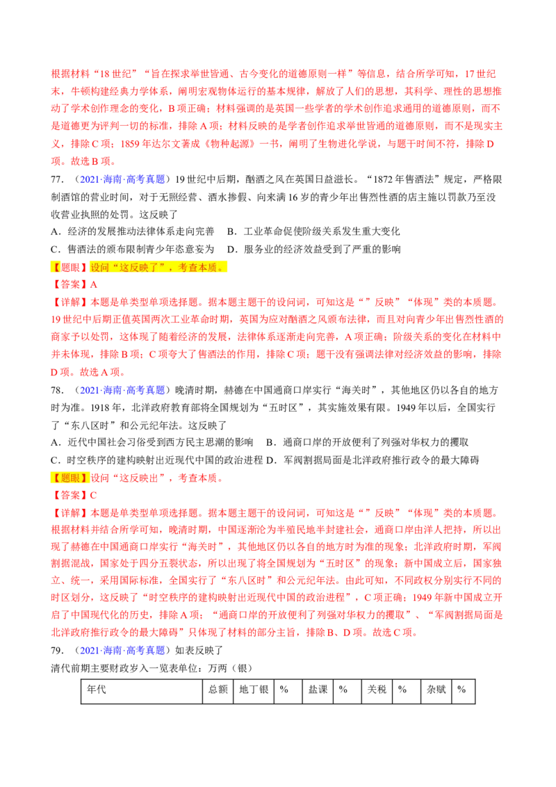 专题04反映体现类选择题（解析版）_07高考历史_2024年新高考资料_2.2024二轮复习_2024年高考历史二轮热点题型归纳与变式演练（新高考通用）_选择题部分