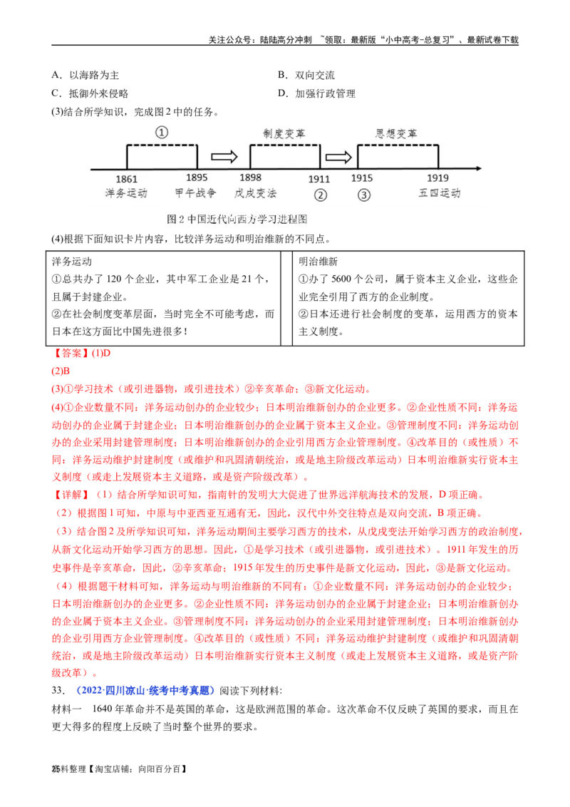 第4课日本明治维新（解析版）_02中考总复习（2026版更新中）_06-历史-中考总复习_2024年中考复习资料_专项复习资料_完三年（2021-2023）中考历史真题分项汇编（全国通用）_答案解析版