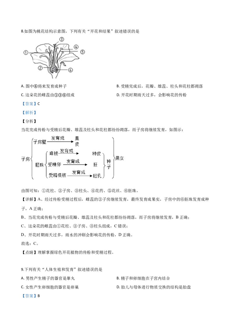2019年陕西省咸阳市中考生物真题（解析卷）_陕西_6.陕西中考生物（2016-2025）