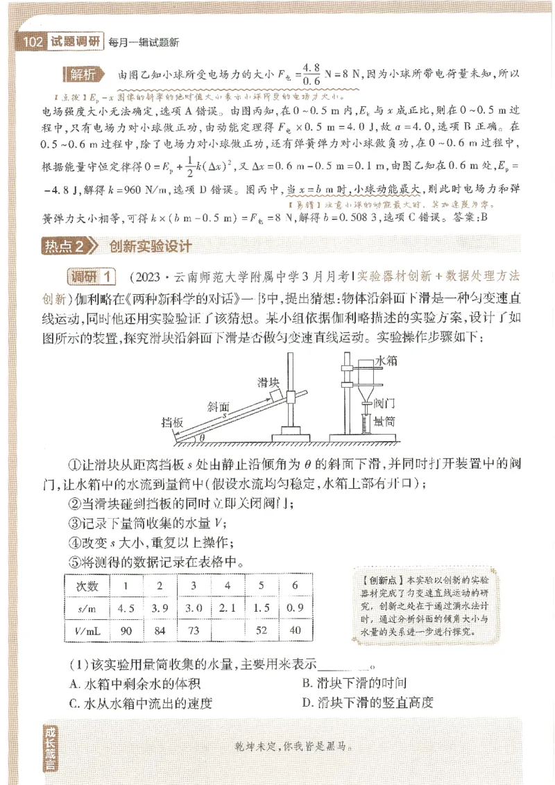 试题调研第十辑物理_2023高考押题卷_试题调研8910期考前推荐看的三期_试题调研第十期考前抢分必备_试题调研第十辑