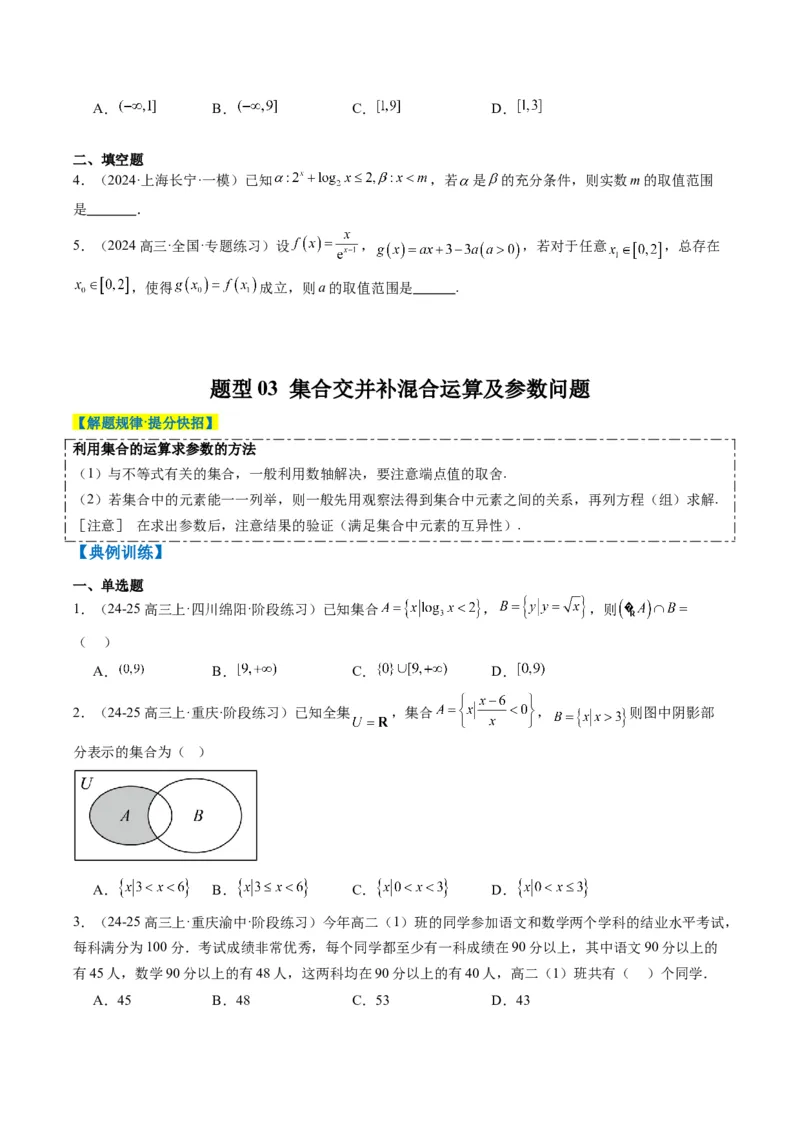 专题01集合、常用逻辑用语、复数-2025年高考数学二轮热点题型归纳与变式演练（新高考通用）（原卷版）_02高考数学_2025年新高考资料_二轮复习_一、题型突破_热点题型&bull;选填题攻略