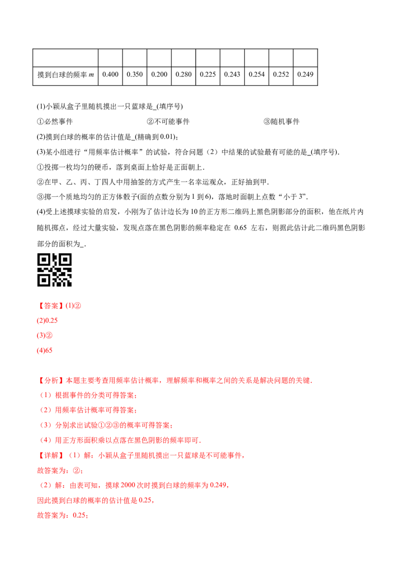 第二十五章概率初步（单元重点综合测试）(教师版）_初中数学_九年级数学上册（人教版）_知识点汇总-U105_2025版