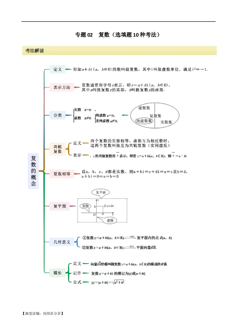 专题02复数（选填题10种考法）（解析版）_02高考数学_新高考复习资料_2024年新高考资料_二轮复习资料_2024届高三数学二轮复习《考法分类》专题训练（新高考）_1、选填题