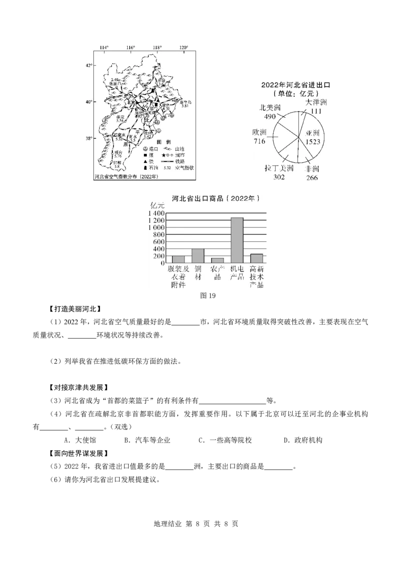 2023年河北省石家庄市中考地理真题_河北中考_9.河北地理2015-2024年卷