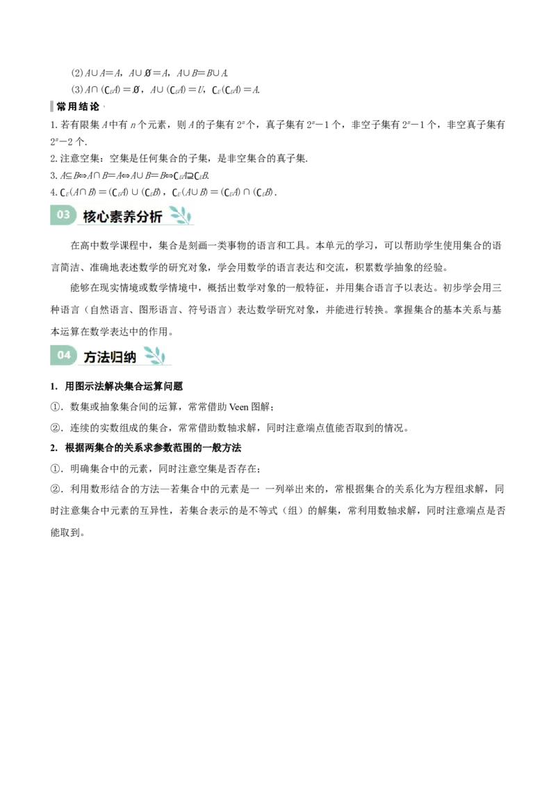 专题01集合（思维导图+知识清单+核心素养分析+方法归纳）_02高考数学_2025年新高考资料_一轮复习_2025年高考数学一轮复习《重难点题型与知识梳理&bull;高分突破》（新高考专用）