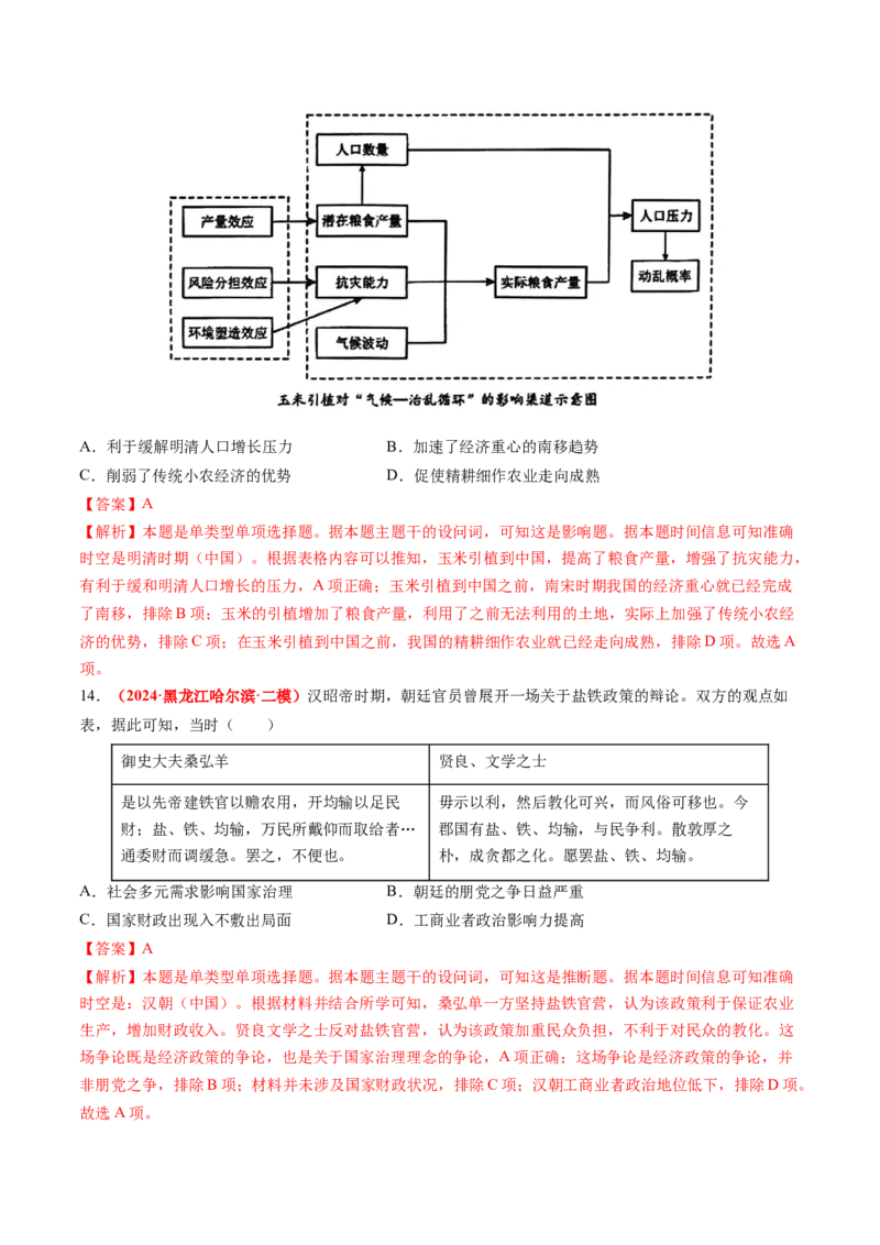 专题02中国古代经济（解析版）_07高考历史_2024年新高考资料_52024三轮冲刺_查漏补缺2024年高考历史复习冲刺过关（新高考专用）