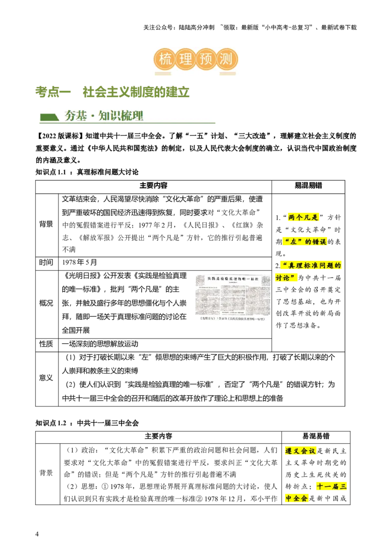 （讲义）专题15中国特色社会主义道路（原卷版）_02中考总复习（2026版更新中）_06-历史-中考总复习_2024年中考复习资料_一轮复习_配套讲义（原卷版+解析版）