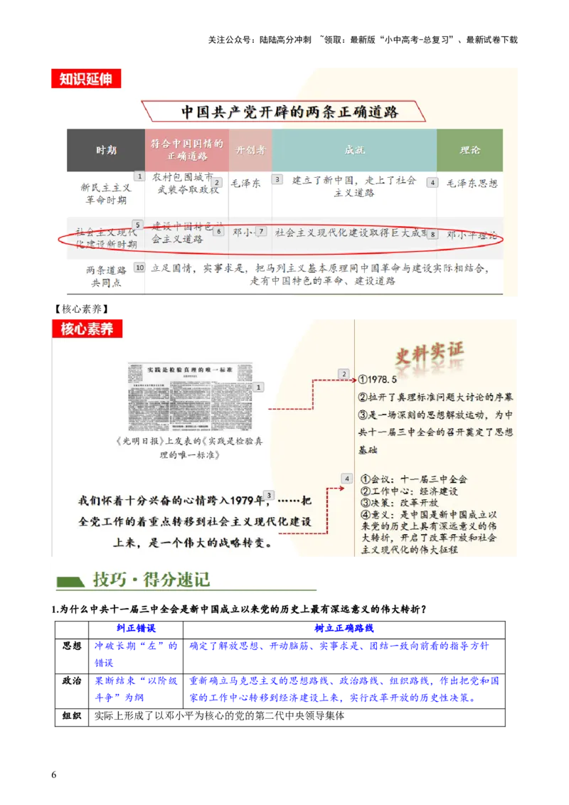 （讲义）专题15中国特色社会主义道路（原卷版）_02中考总复习（2026版更新中）_06-历史-中考总复习_2024年中考复习资料_一轮复习_配套讲义（原卷版+解析版）