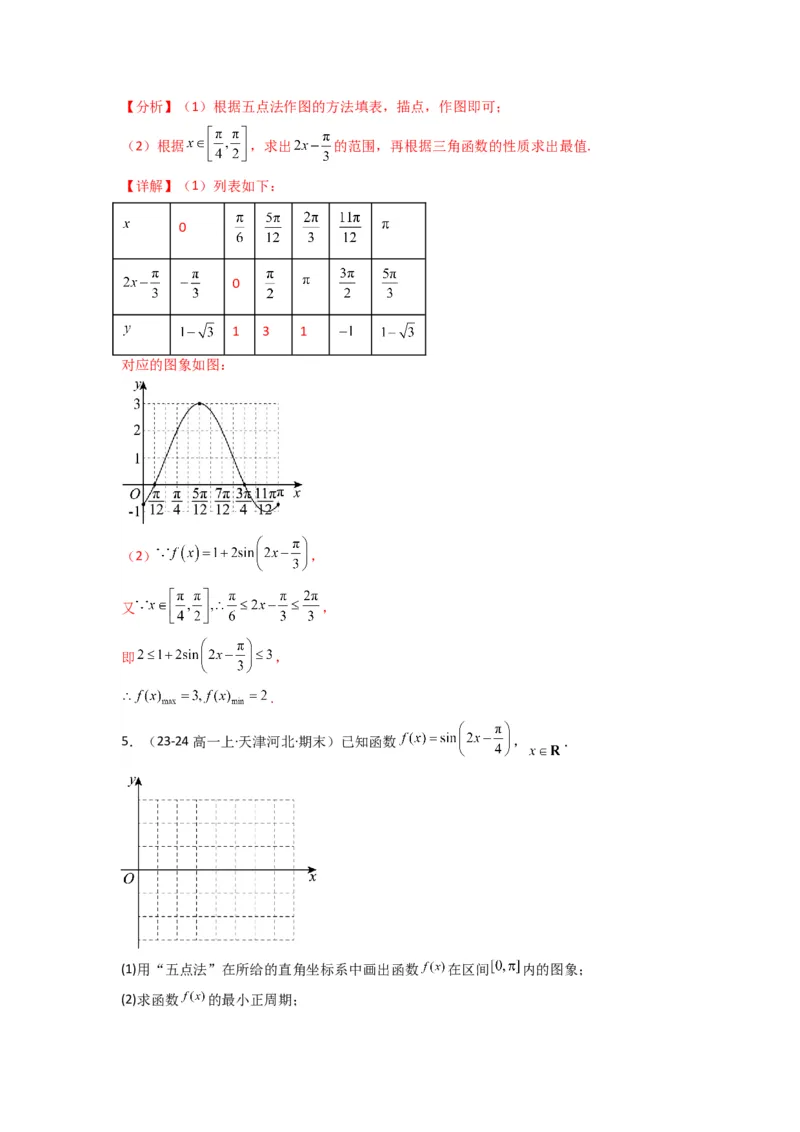 专题02三角函数的图象与性质（五点法作图）(典型题型归类训练)(解析版）_02高考数学_2025年新高考资料_专项复习_解题思路训练2025年高考数学复习解答题提优秘籍（新高考专用）