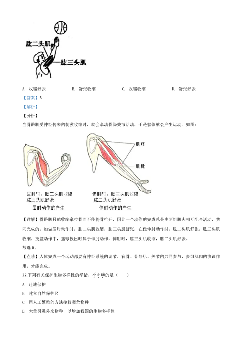 2020年陕西省中考生物真题（解析卷）_陕西_6.陕西中考生物（2016-2025）
