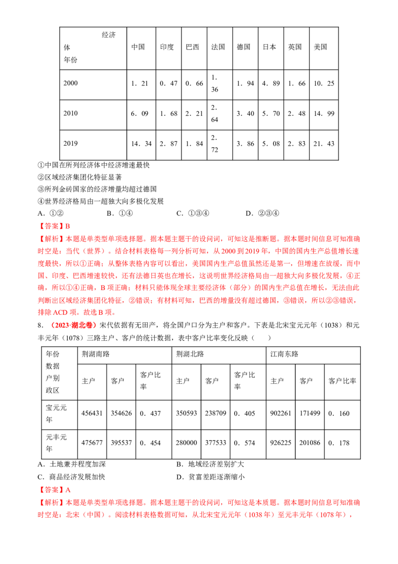 专题02图表情境类选择题（解析版）_07高考历史_2025年新高考资料_二轮复习_01高考语文等多个文件_2025年高考历史二轮热点题型归纳与变式演练（新高考通用）