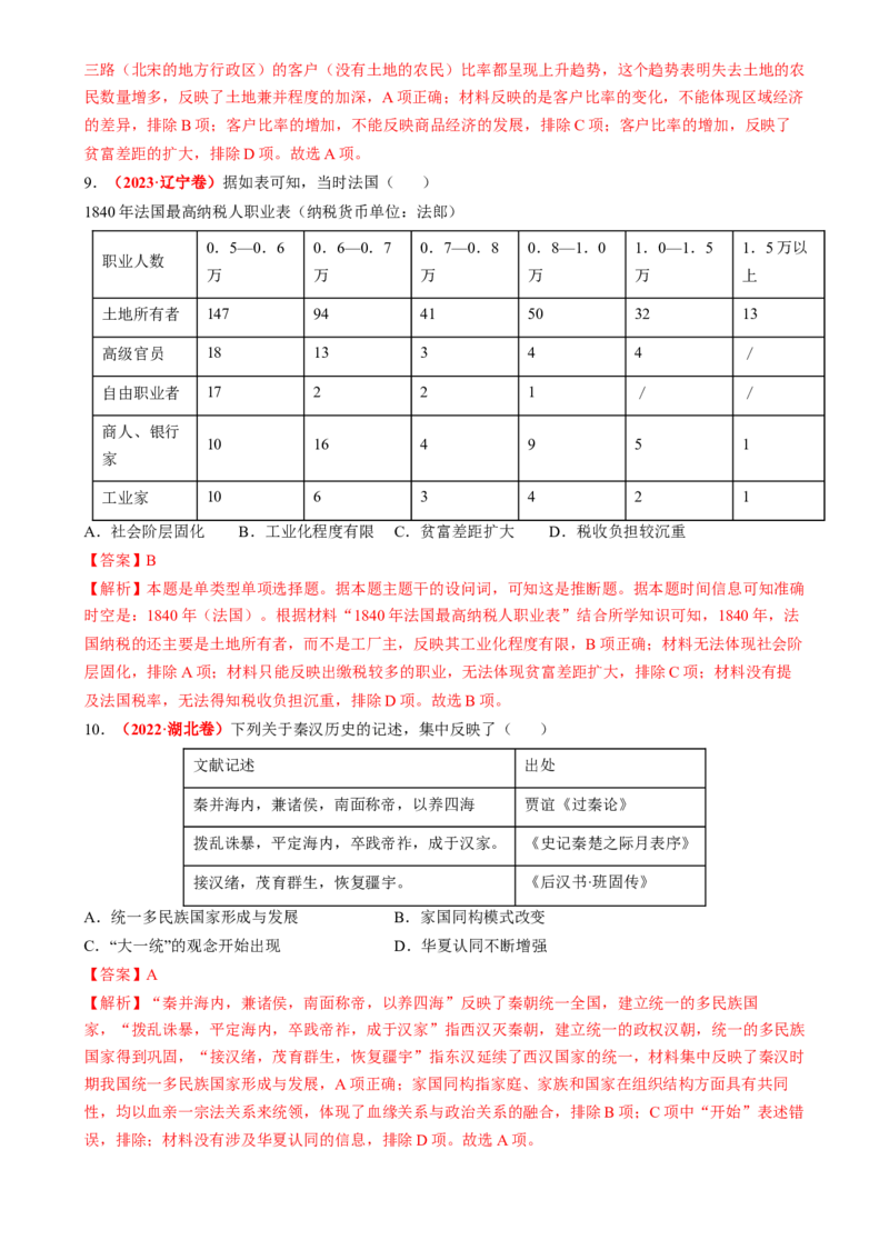 专题02图表情境类选择题（解析版）_07高考历史_2025年新高考资料_二轮复习_01高考语文等多个文件_2025年高考历史二轮热点题型归纳与变式演练（新高考通用）