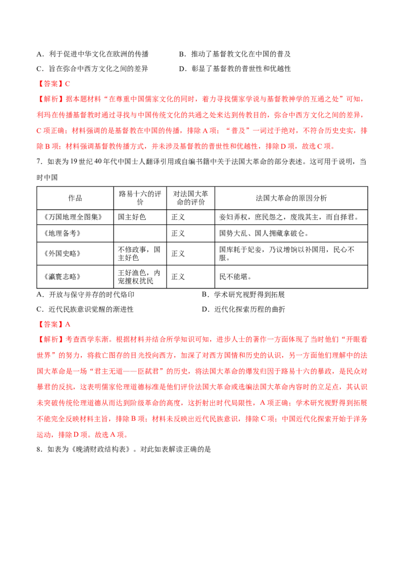 一轮复习综合测试01中国史部分（解析版）_07高考历史_2025年新高考资料_一轮复习_备战2025年高考历史一轮复习考点帮（新高考通用）