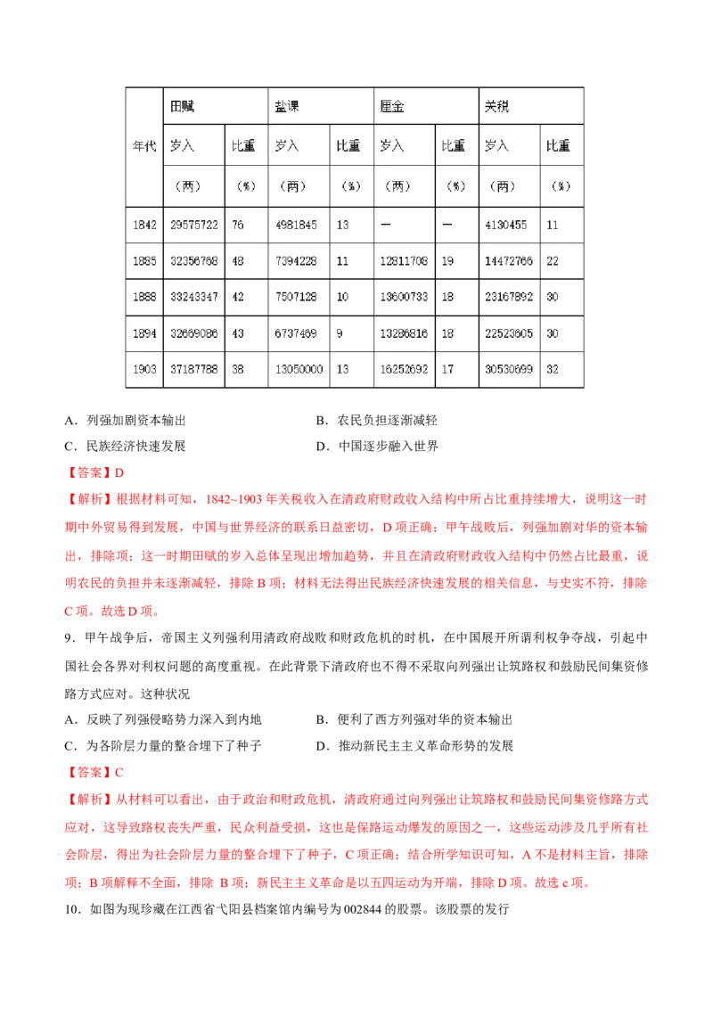 一轮复习综合测试01中国史部分（解析版）_07高考历史_2025年新高考资料_一轮复习_备战2025年高考历史一轮复习考点帮（新高考通用）