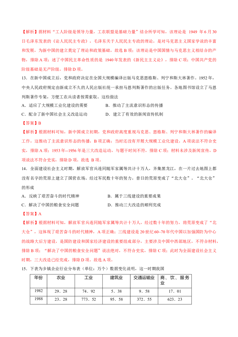 一轮复习综合测试01中国史部分（解析版）_07高考历史_2025年新高考资料_一轮复习_备战2025年高考历史一轮复习考点帮（新高考通用）