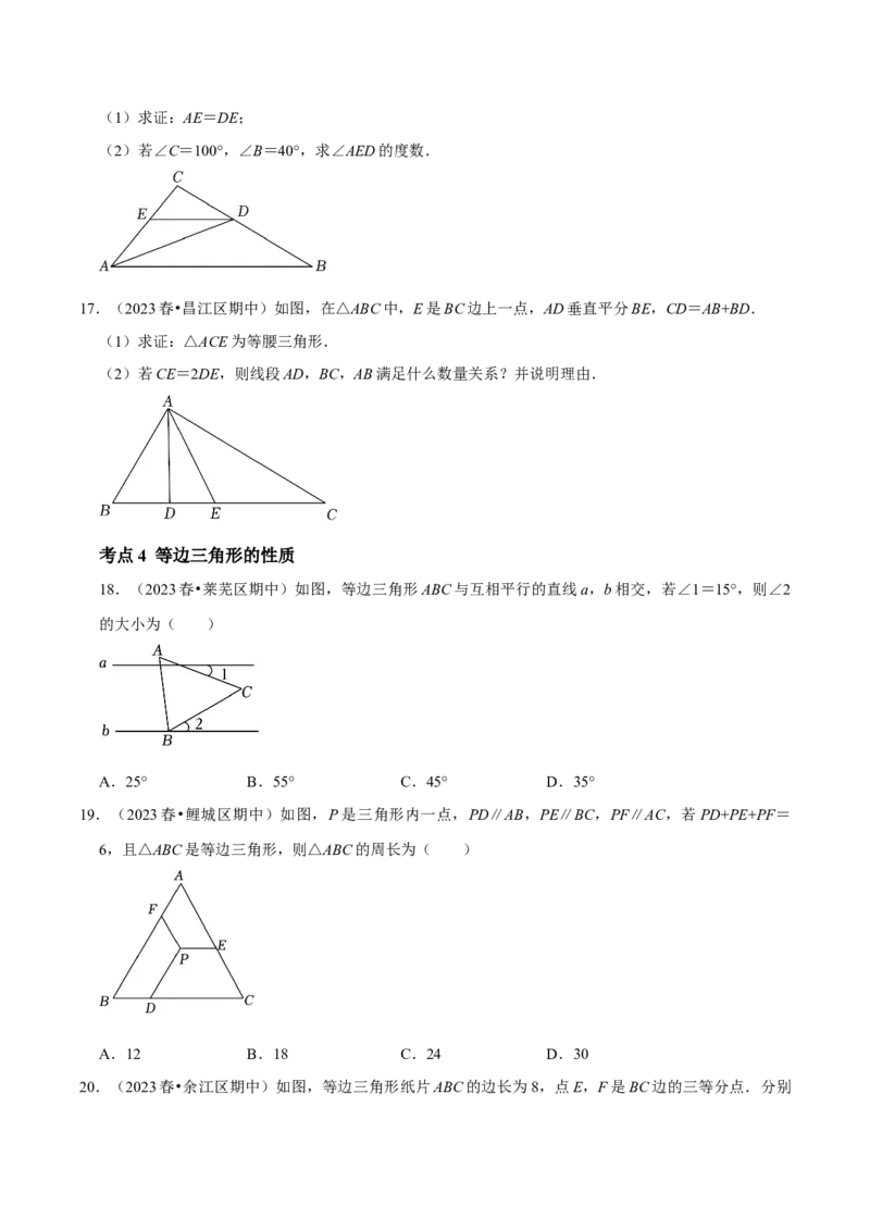 期末重点强化三等腰三角形期末复习学案（学生版）_初中数学_八年级数学上册（人教版）_专题训练+提分专项训练-V6