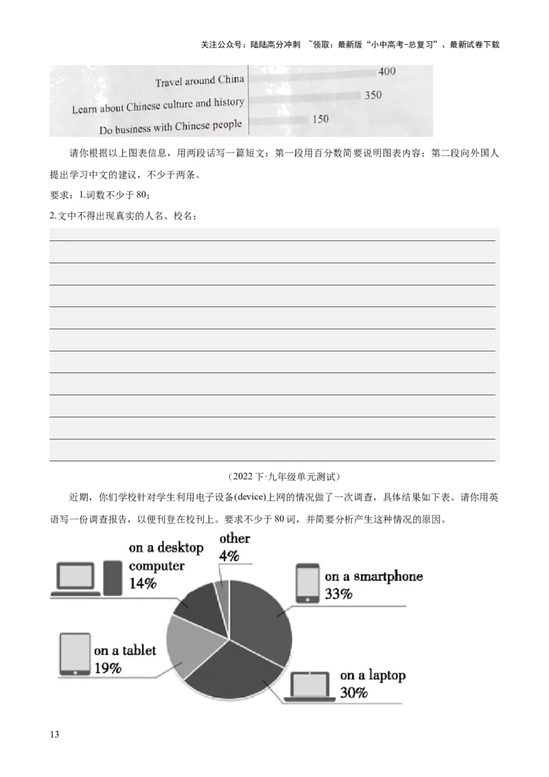 第26讲书面表达之图表作文（讲义）-2024年中考英语一轮复习讲练测（全国通用）（原卷版）_02中考总复习（2026版更新中）_03-英语-中考总复习_2024年中考复习资料_一轮复习