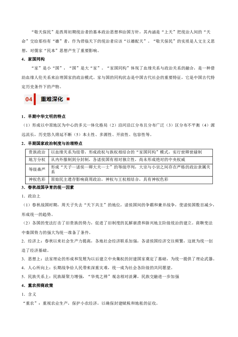 专题01+起源与奠基&mdash;&mdash;早期中华文明与春秋战国时期的社会转型-知识大盘点+专题特训2024年高考历史三轮冲刺_07高考历史_2024年新高考资料_52024三轮冲刺