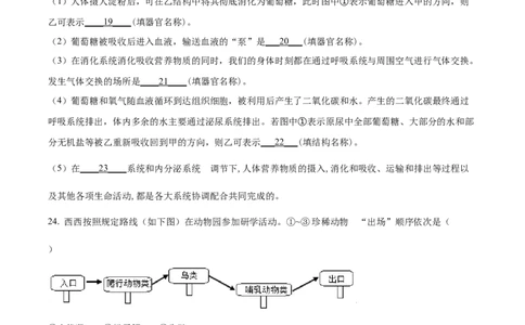 2022年陕西省中考生物真题（空白卷）_陕西_6.陕西中考生物（2016-2025）