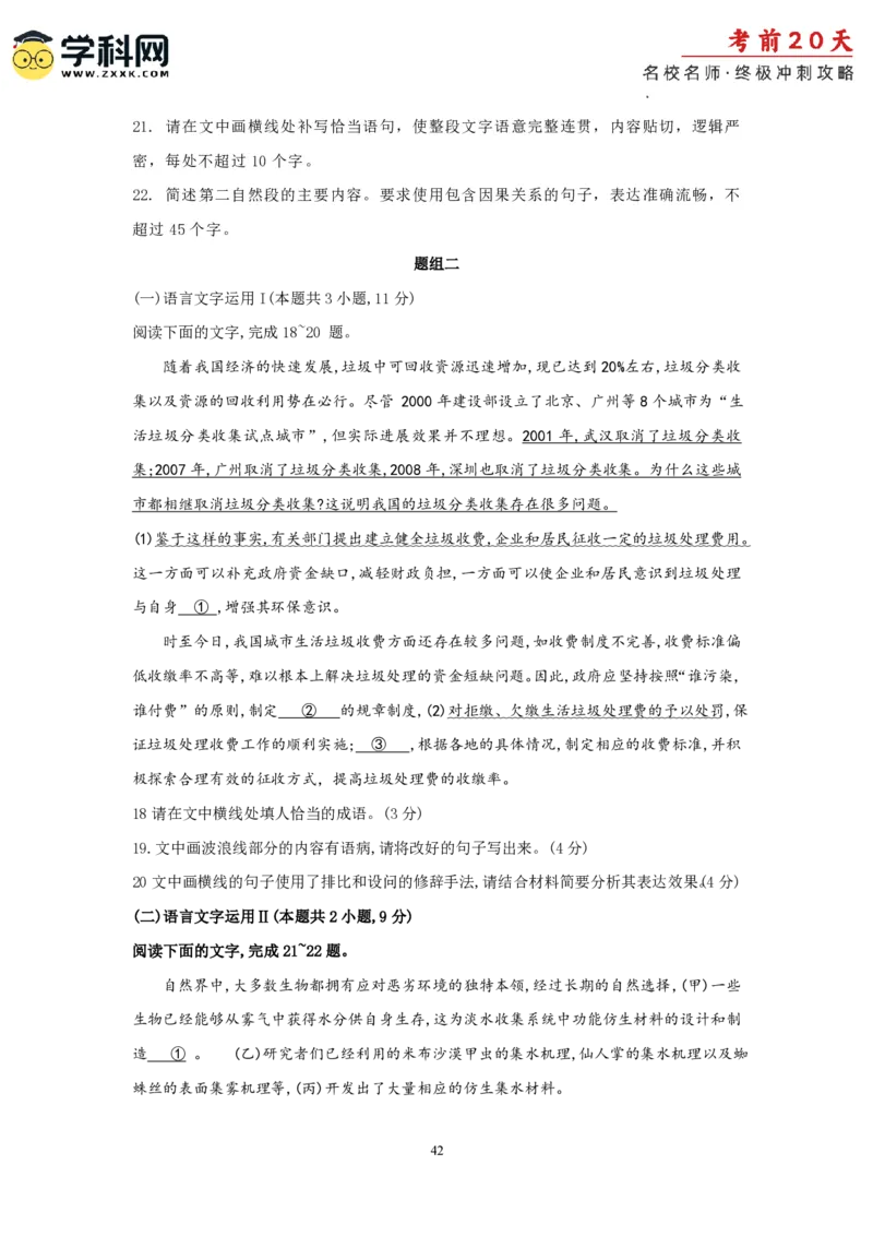 语文（四）-2024年高考考前20天终极冲刺攻略_2024高考押题卷_62024学科网全系列_21学科网高考考前终极攻略_语文-2024年高考考前20天终极冲刺攻略