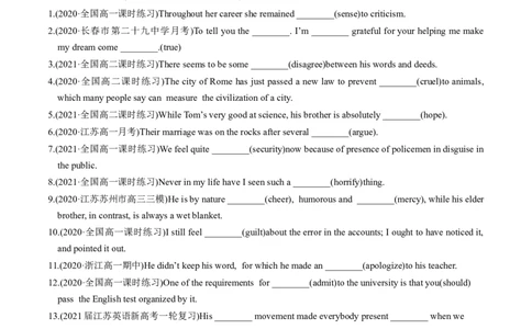 M5Unit1Gettingalongwithothers(练)-2022年高考英语一轮复习讲练测(新高考&bull;江苏)(原卷)_03高考英语_新高考复习资料_2022年新高考资料_2022年新高考英语一轮复习