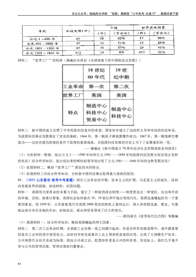 第5课第二次工业革命（原卷版）_02中考总复习（2026版更新中）_06-历史-中考总复习_2024年中考复习资料_专项复习资料_完三年（2021-2023）中考历史真题分项汇编（全国通用）