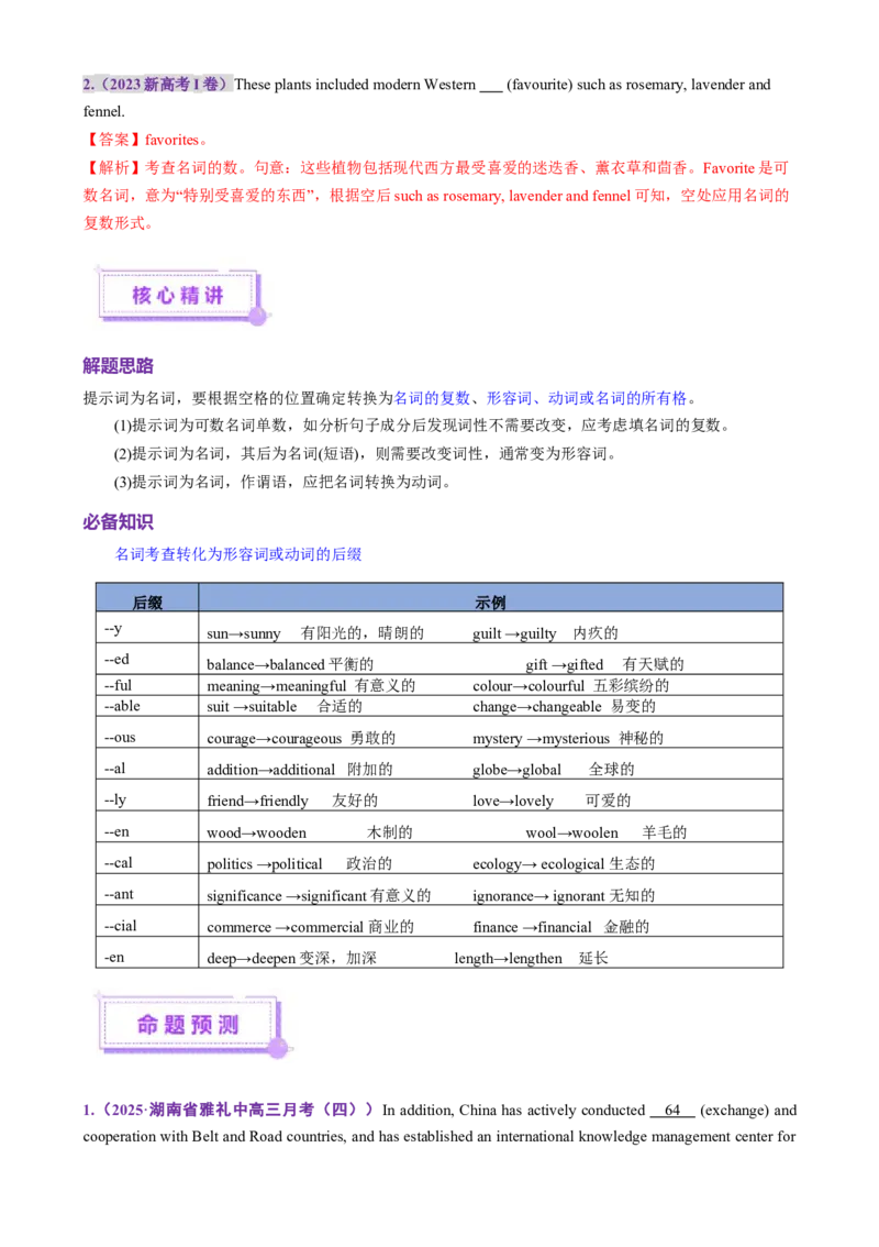 专题01语法填空之有提示词填空（讲义）（解析版）_02高考数学_2025年新高考资料_二轮复习_01高考语文等多个文件_上好课2025年高考英语二轮复习讲练测（新高考通用）
