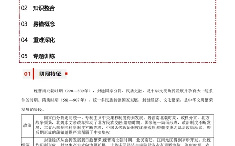 专题03+交融与创新&mdash;&mdash;三国两晋南北朝的民族交融和隋唐大一统知识大盘点+专题特训2024年高考历史三轮冲刺docx_07高考历史_2024年新高考资料_52024三轮冲刺