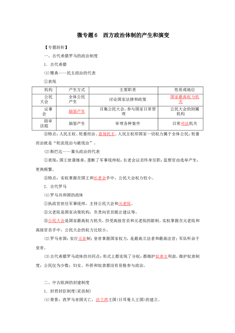 6西方政治体制的产生和演变(解析版）_07高考历史_新高考复习资料_2022年新高考复习资料_备考2022高考历史二轮微专题试卷