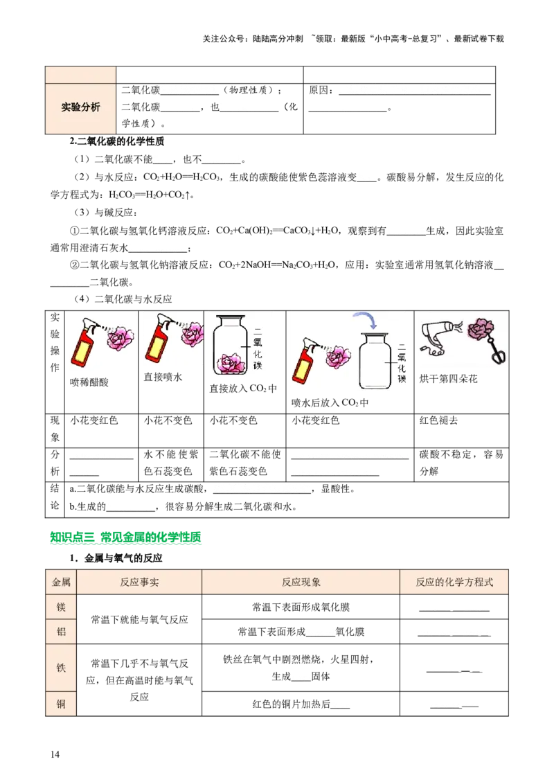 速记二中考必考教材实验（讲练）（原卷版）2_02中考总复习（2026版更新中）_05-化学-中考总复习_2025年中考复习资料_2025中考二轮课件ppt+讲义+练习化学_讲义+练习
