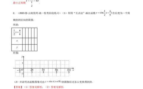 专题02三角函数的图象与性质（五点法作图）(典型题型归类训练)（解析版）_02高考数学_新高考复习资料_2024年新高考资料_专项复习资料_三角函数、平面向量及解三角形