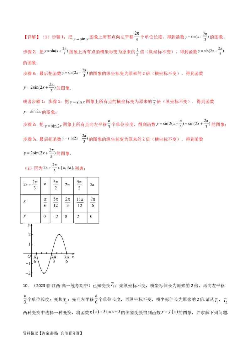 专题02三角函数的图象与性质（五点法作图）(典型题型归类训练)（解析版）_02高考数学_新高考复习资料_2024年新高考资料_专项复习资料_三角函数、平面向量及解三角形