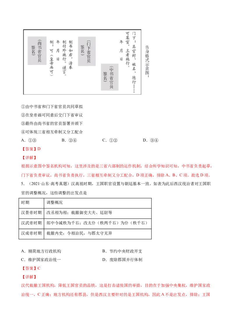 专题01中西方政治制度的演进与变革（解析版）-备战2023年高考历史一轮复习考点微专题（新高考地区专用）_07高考历史_新高考复习资料_2023年新高考复习资料