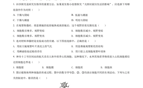 2022年河北省石家庄市会考生物试题（原卷版）_河北中考_6.河北生物2015-2024年卷