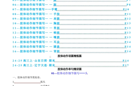 专题03读后续写16个部位肢体动作词-句-文仿写（讲义）原卷版_02高考数学_2025年新高考资料_二轮复习_01高考语文等多个文件_上好课2025年高考英语二轮复习讲练测（新高考通用）