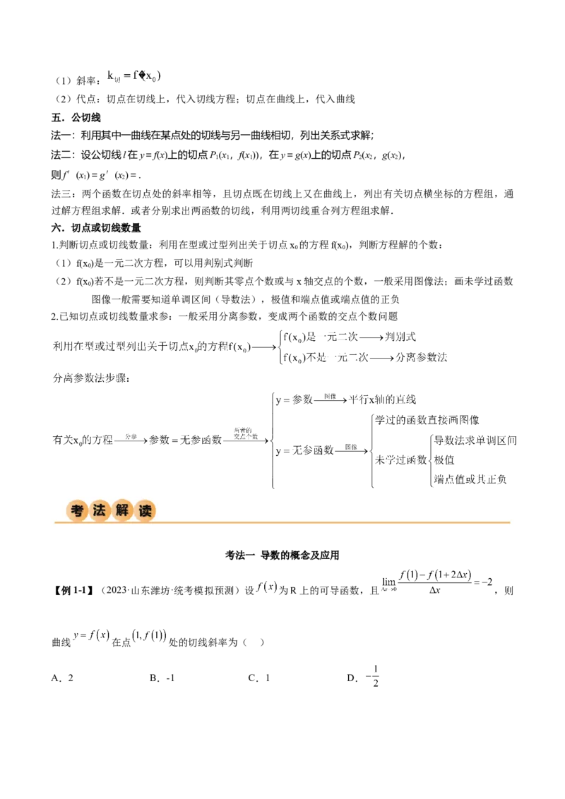 4.1导数的概念及其意义、导数的运算（精讲）（学生版）_02高考数学_新高考复习资料_2024年新高考资料_一轮复习资料_完2024年高考数学一轮复习一隅三反系列（新高考）_学生版