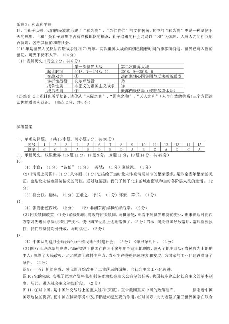 2019年贵州六盘水中考历史真题及答案_贵州中考_7.贵州中考历史（2008-2024）_六盘水历史2015-2019、2022