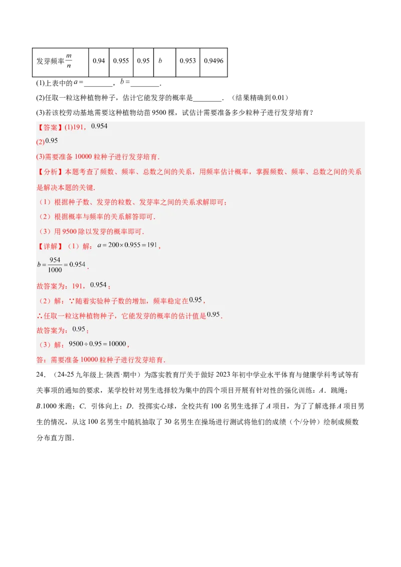 第二十五章概率初步重难点检测卷（教师版）_初中数学_九年级数学上册（人教版）_重难点专题提升-V7_2025版
