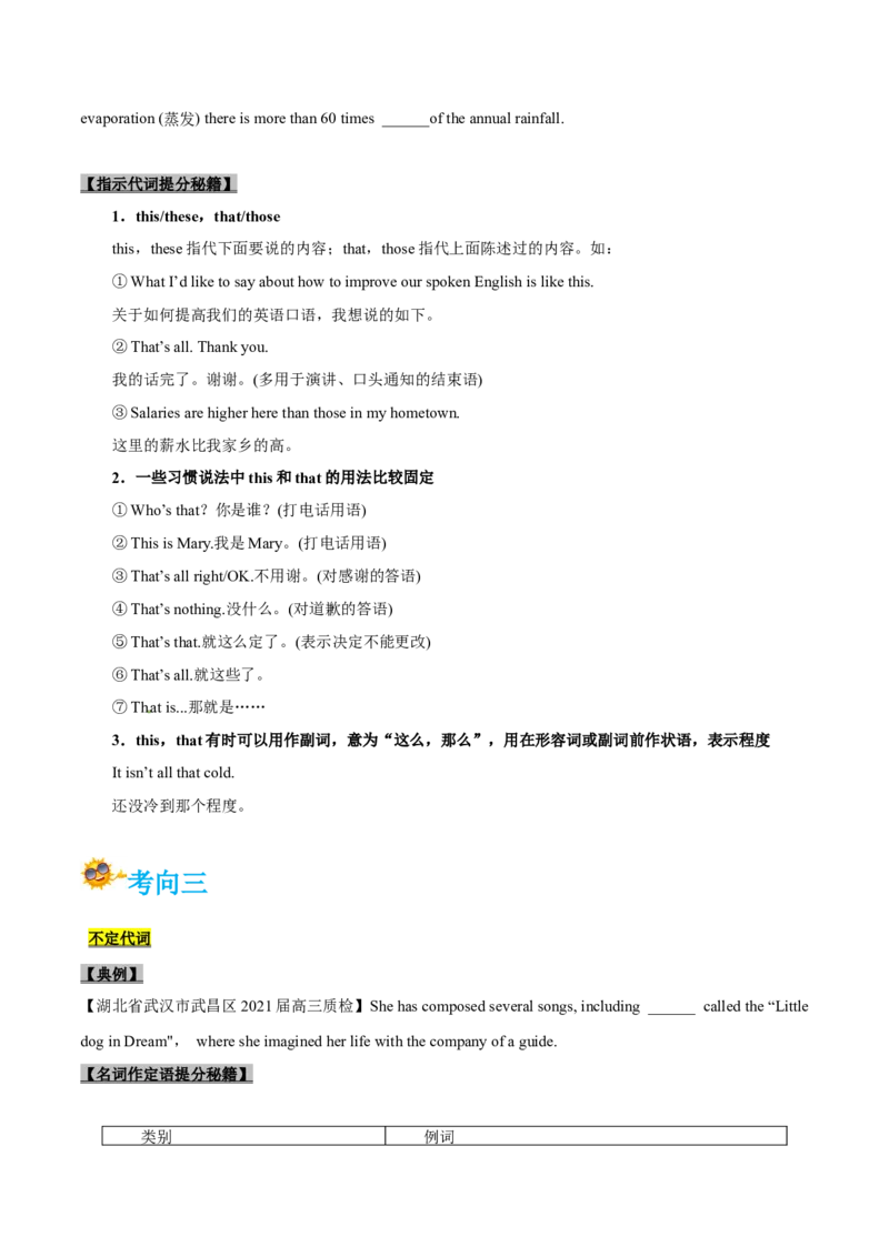 专题04-代词（原卷版）-备战2022年新高考英语一轮复习考点一遍过_03高考英语_新高考复习资料_2022年新高考资料_2022年新高考英语一轮复习_备战2022年新高考英语一轮复习考点帮7.14更新