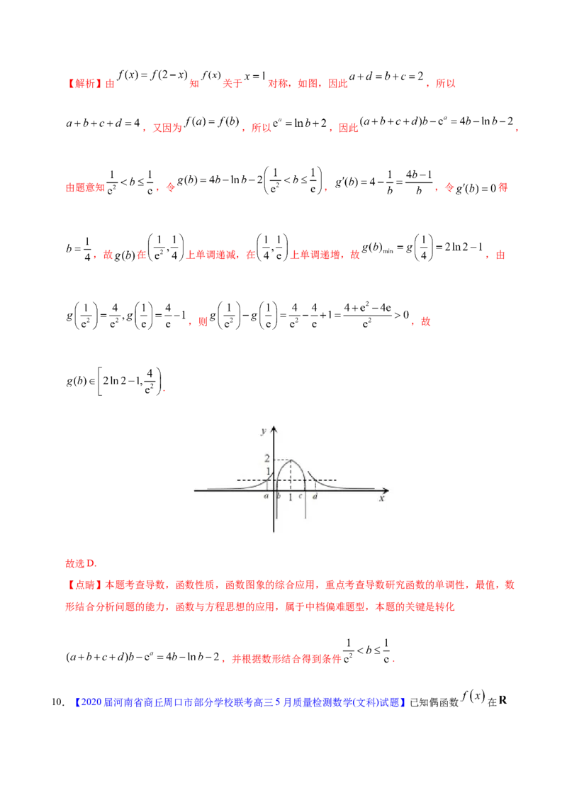 专题03导数及其应用&mdash;&mdash;2020年高考真题和模拟题文科数学分项汇编（教师版含解析）_02高考数学_新高考复习资料_2022年新高考资料_2022年一轮复习各版本