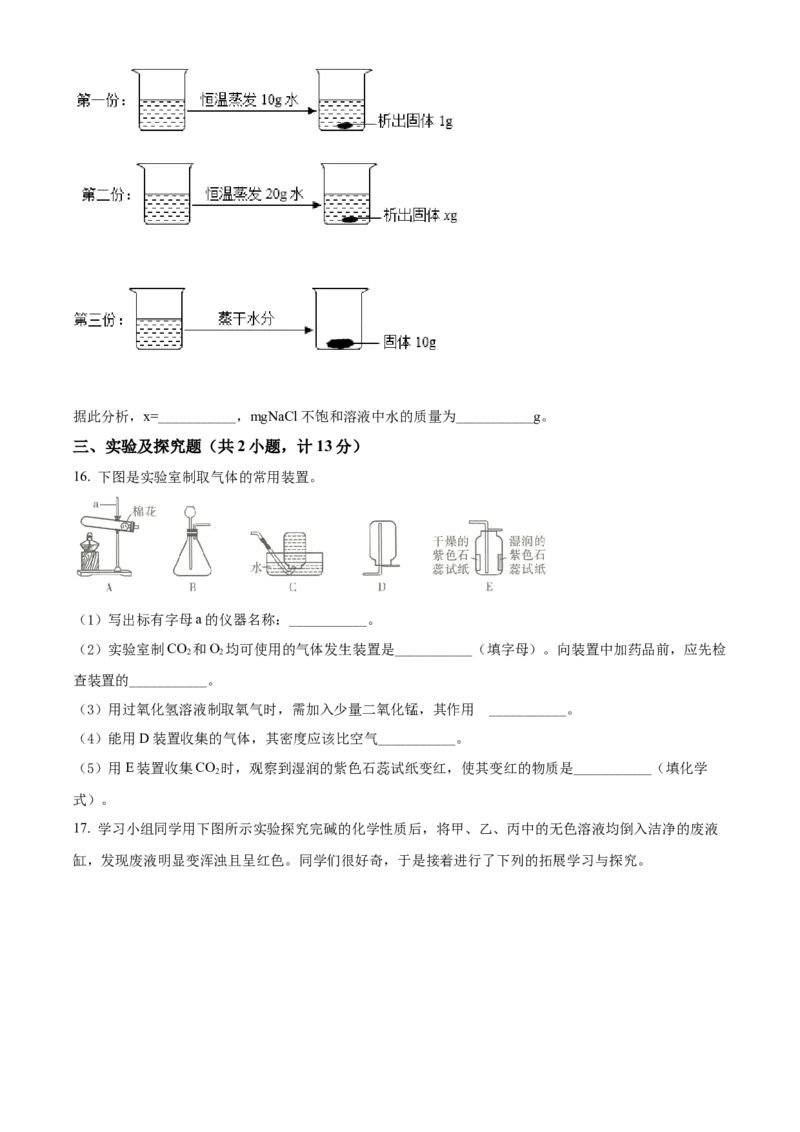 2022年陕西省中考化学真题（空白卷）_陕西_5.陕西中考化学（2008-2025）